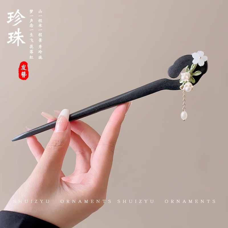 Nuevo estilo chino de alta sensibilidad pinzas de cabello estilo antiguo Liusu Bu Shake ropa antigua de ropa de estilo chino pinzas de cabello bandeja de cabello pinzas de cabello de madera pinzas de cabello