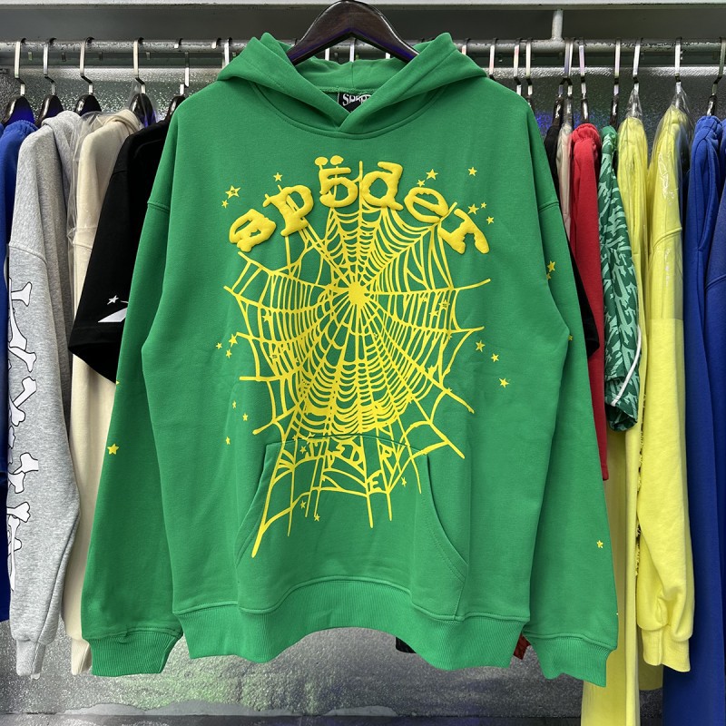 Sp5der cantante de hip hop europeo y americano mismo estilo carta de espuma 555555 impreso hombres y mujeres pareja suéter con capucha moda