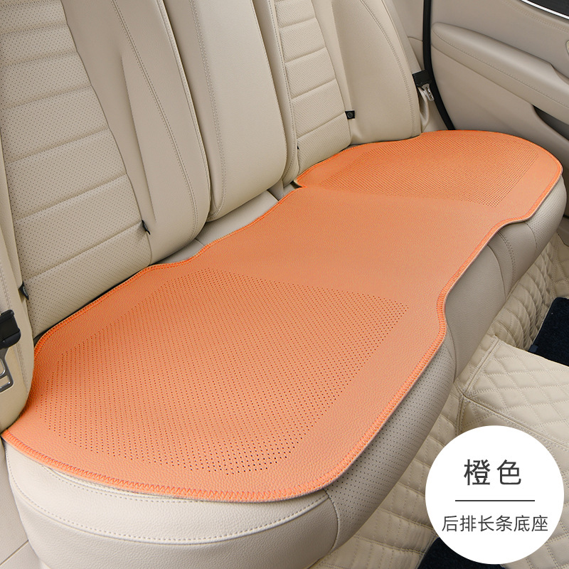 Universal – Seat cushion, seat cover Leatherette - hermes-orange-rear-row-long-base-full-hole-lychee-leather