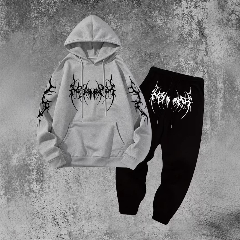 Cross-Border New Casual Fashion Street Style Hoodie Ca Men's Gothic Dark Style Printed Hoodie
