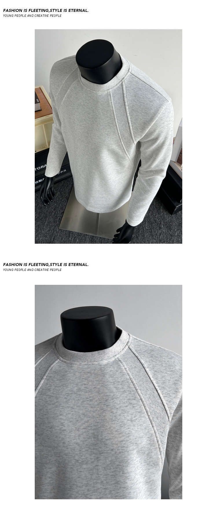 Men's Patchwork Chinese Cotton Long Sleeve T-shirt Round Neck_voghion.com