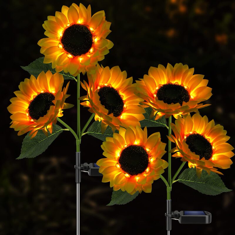 Cross-Border Solar-Powered Sunflower Garden Lights, Decorative Atmosphere Lights, Outdoor Rainproof Lawn Simulation Lights