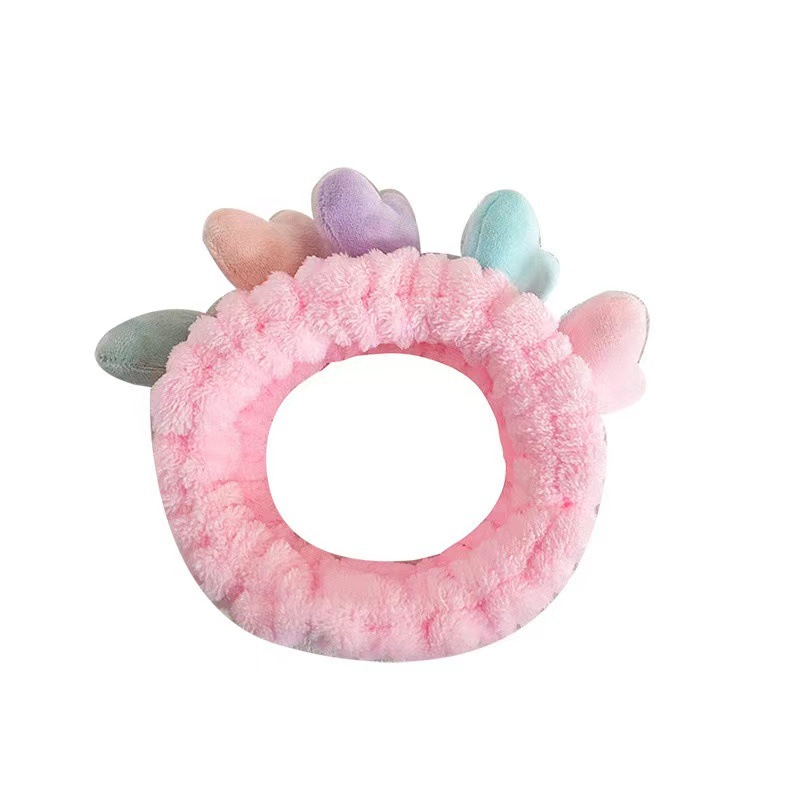 Cuidado estereoscópico adornos de pelo rojo net lavado facial especial banda de pelo máscara de maquillaje banda de pelo lavado toalla de peluche