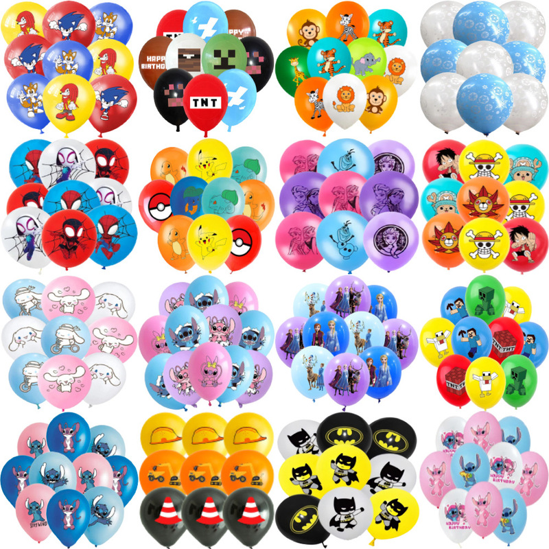 Cartoon Latex Balloon Printing Custom Pattern Birthday Balloon Arrangement with Printed Logo Cross-Border Kidsren's Popular Balloon