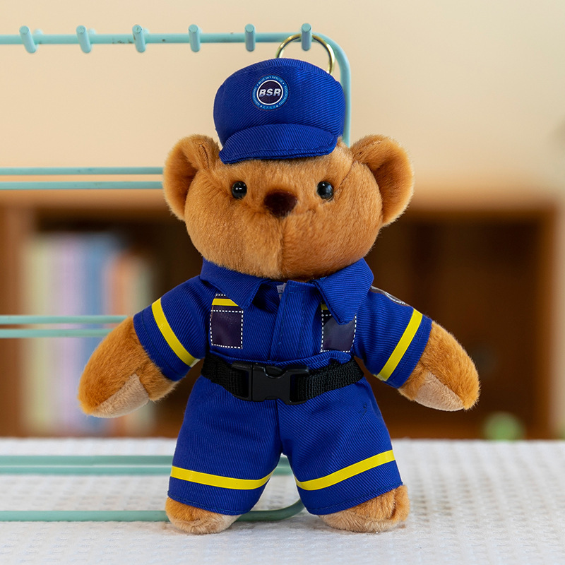 2025 nuevo uniforme de oso fuego cielo azul rescate colgante Teddy bear muñeca juguete de peluche publicidad llavero