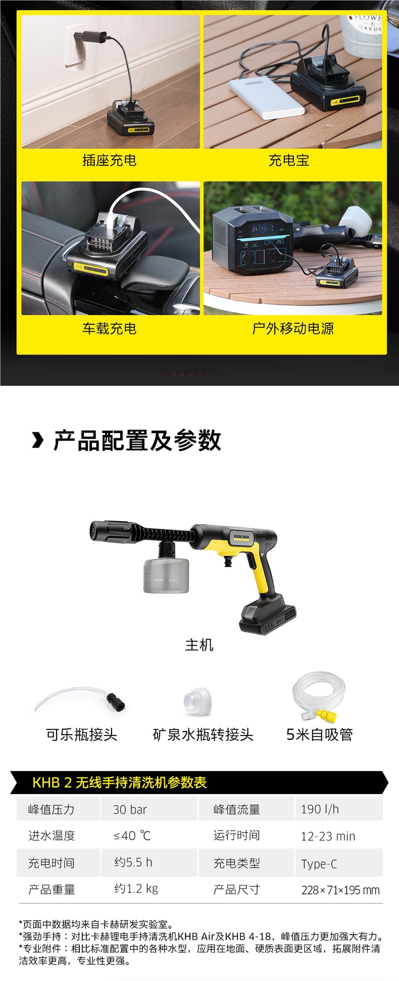 German Kach Wireless Car Washing Machine Household Lithium Battery High-Pressure Water Grab Handheld Convenient Charging Car Washing Water Pump Khb2