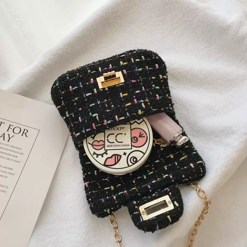 Детская шерстяная сумочка через плечо (стиль Chanel), корейский принцесcный дизайн, 13×4,5×9 см