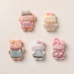 秋冬卡通迷你軟萌小動物小熊樹脂植絨貼片DIY手工手機殼包包配飾