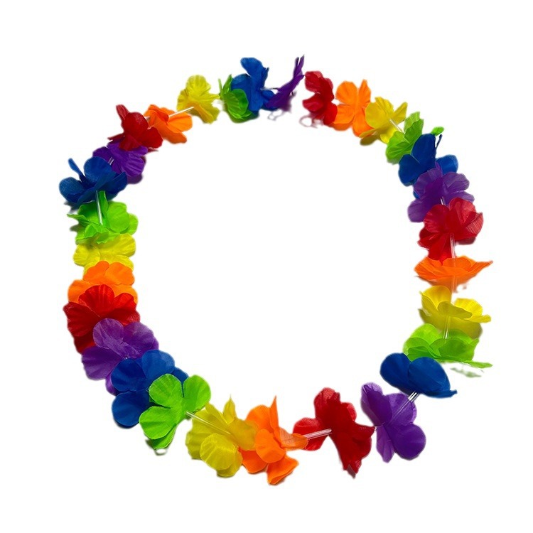 Guirnaldas hawaianas poliéster, 24 pares 6cm/100cm coloridas