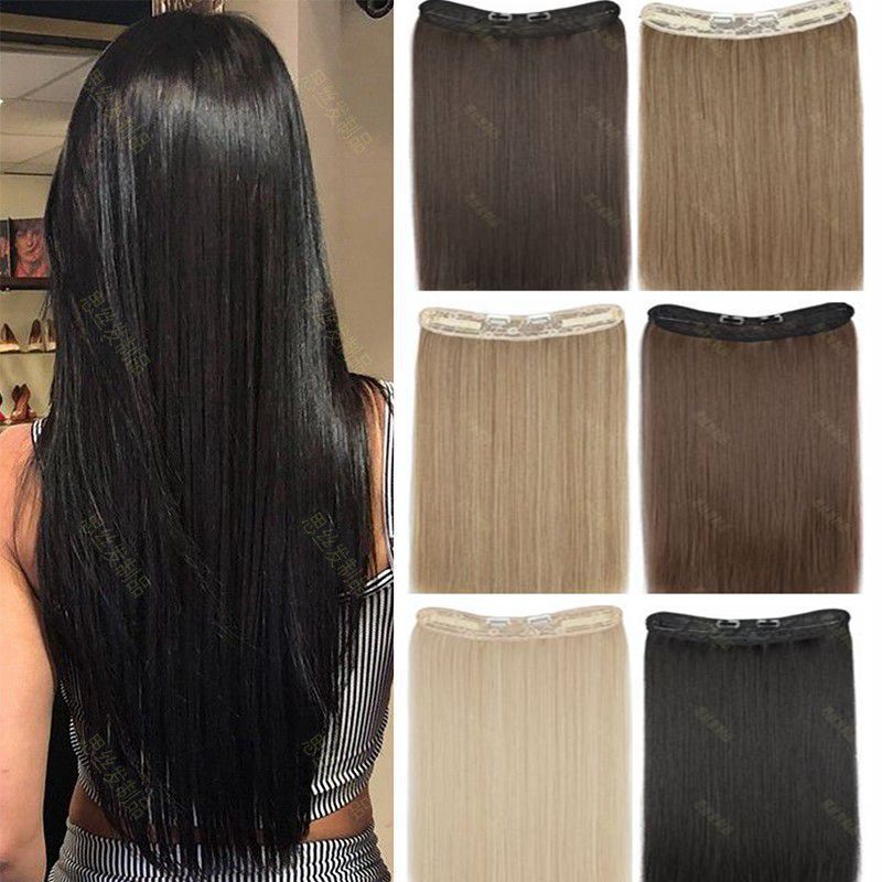Women's wig one piece 2 card fishing line seamless hair extension piece chemical fiber clip invisible wig piece factory wholesale Women's wig one piece 2 card fishing line seamless hair extension piece chemical fiber clip invisible wig piece factory wholesale