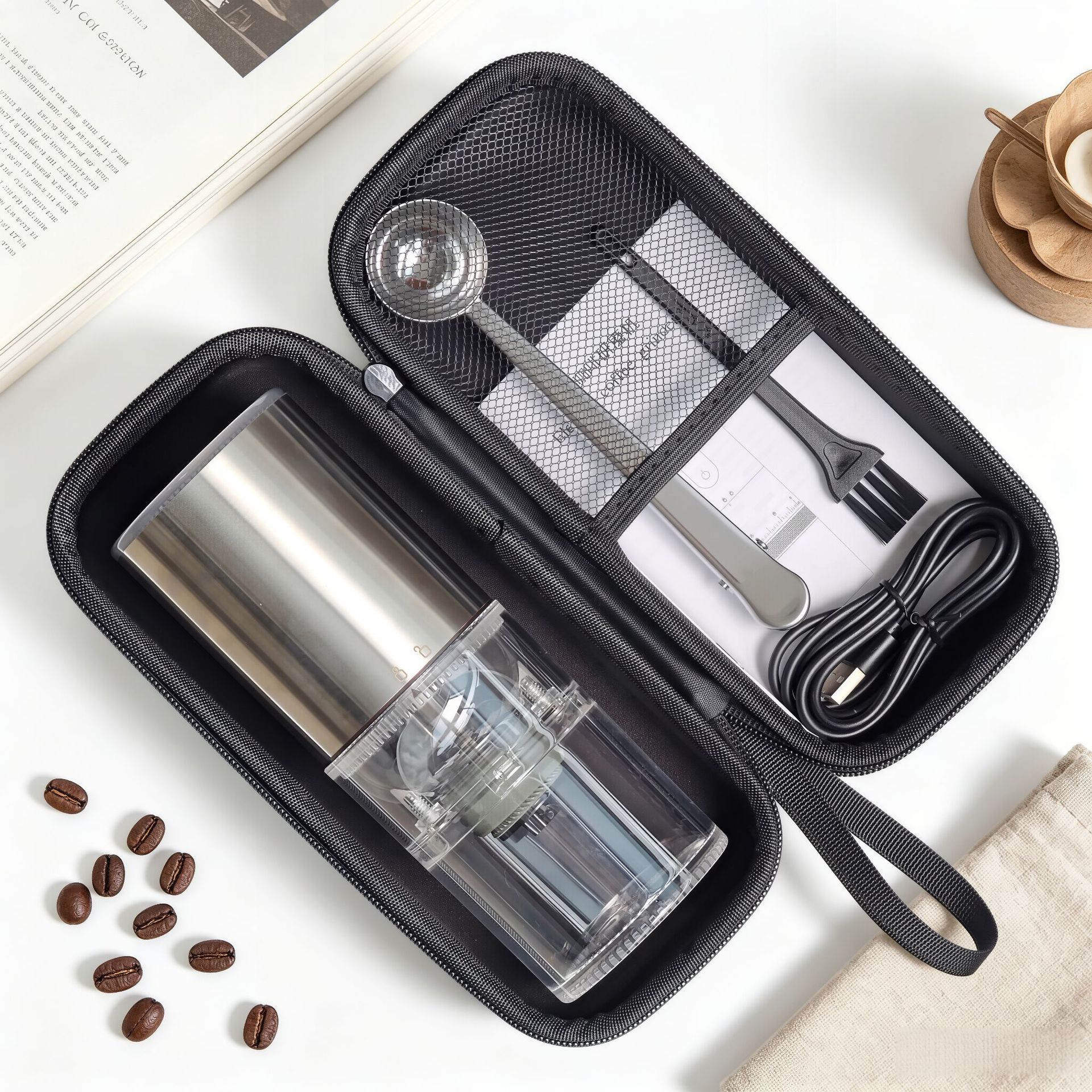 Molinillo de café eléctrico, molinillo de granos, molinillo de café en grano, molinillo totalmente automático, molinillo de café