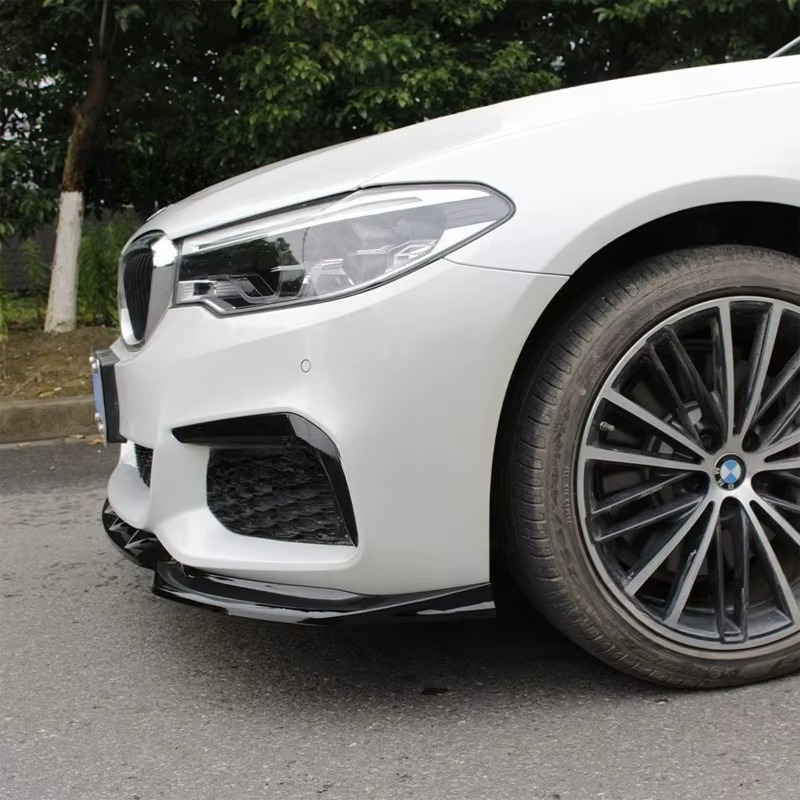Bmw G30 Front Bumper Spoiler 5 Series Glossy Black Carbon Fiber Pattern Wind Blade Modified Front Splitter for 17-23 Models G30/G31