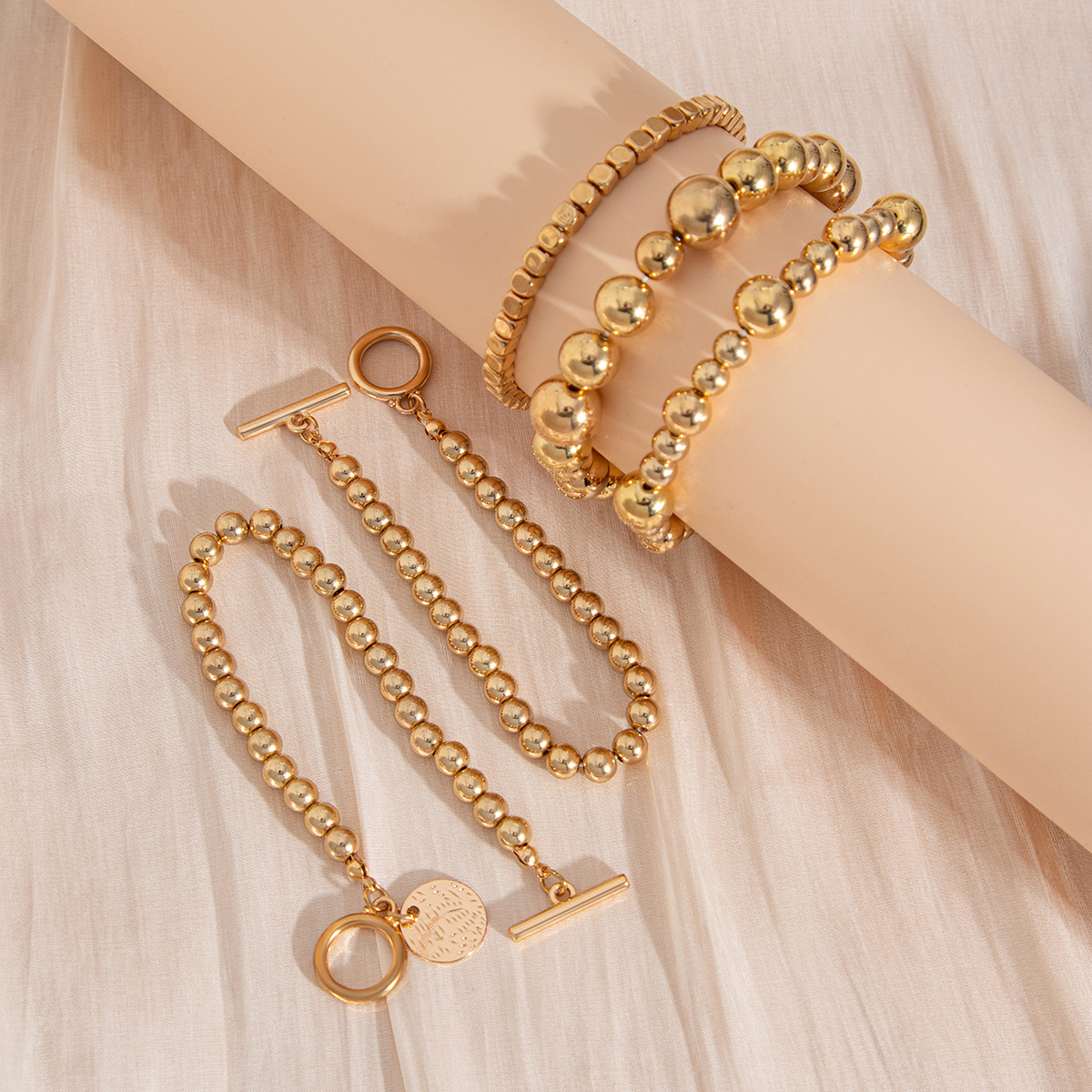 25g Weight Alloy, Copper Pendant Material Bracelets Classification CCB Chain Material Beaded Chain Chain Type 1 Set Quantity Street Occasion CCB, Alloy, Copper Material Heart Shape Pattern Women's Gender Exaggerated, Streetwear Style Exaggerated Streetwear Heart Shape CCB Alloy Copper Beaded Chain Beaded Bracelets Wholesale 59