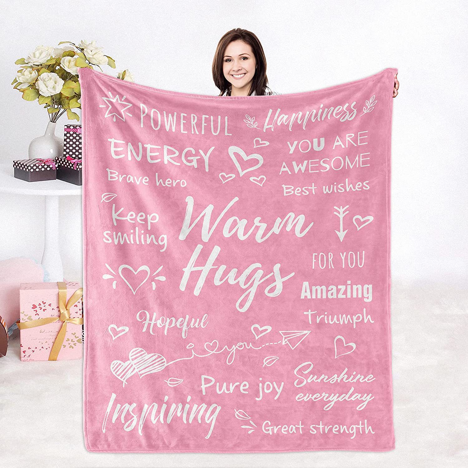 Ins letter envelope flannel healing text warm embrace gift nap blanket_voghion.com
