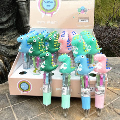 兒童迷你卡通多色圓珠筆角落恐龍筆頭可愛按動筆幼兒園禮品筆批發