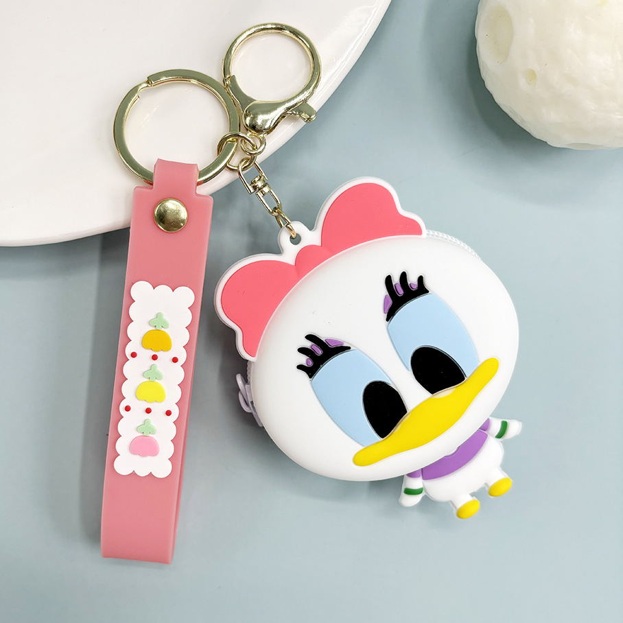 Super lindo Sanliou pareja de almacenamiento bolso de cambio llavero lindo monedero de fresa oso colgante bolso de llaves de chicas