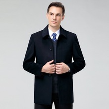 羊毛呢外套男式中年爸爸装加厚山羊绒呢子中长款大衣冬季休闲外套