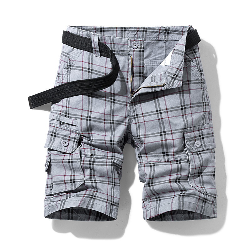 New Cotton Summer Men's Shorts Casual Sports Tooling Five-point Pants Simple Plaid Slim-fit Mid-length Pants Multi-bag Pants New Cotton Summer Men's Shorts Casual Sports Tooling Five-point Pants Simple Plaid Slim-fit Mid-length Pants Multi-bag Pants