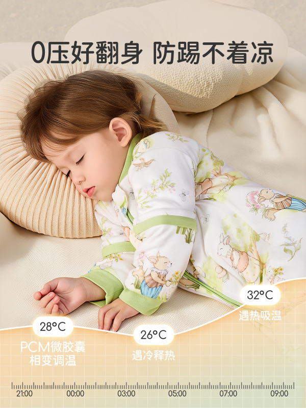 婧麒[暖姜]婴儿睡袋春秋冬季恒温分腿宝宝睡袋防踢被子四季通用|undefined