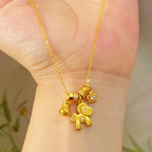 沙金饰品卡通马上有钱DIY项链女仿黄金小众轻奢高级感锁骨链配饰