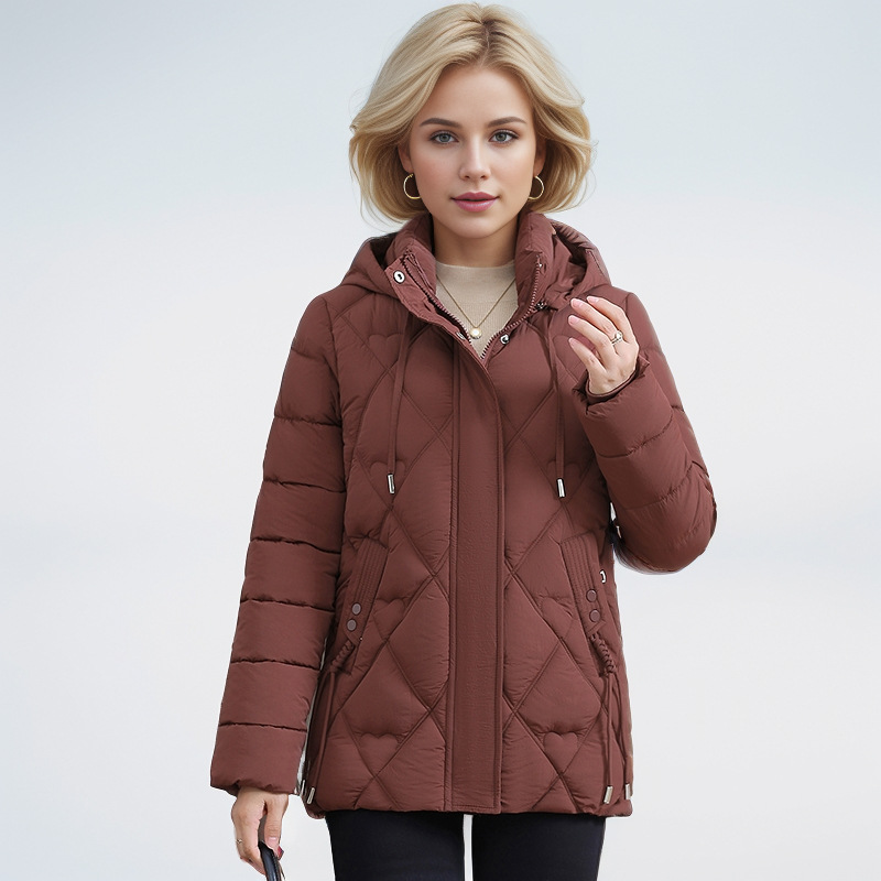 Women's Clothing Large size hooded winter mother's new fashion cotton coat warm middle aged slim short Warm jacket cotton coat_voghion.com