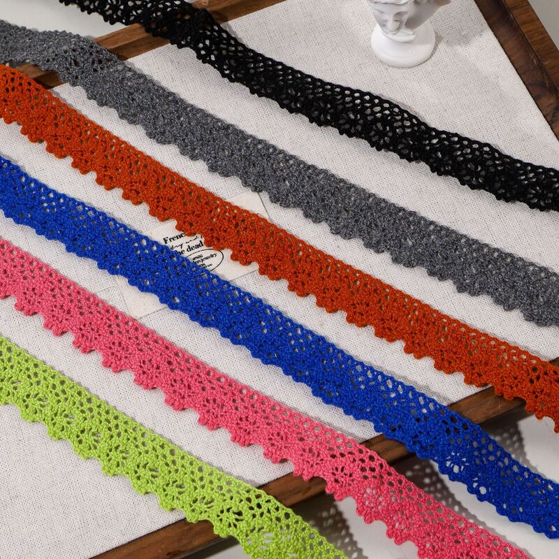 Colorful Pure Cotton Lace Wholesale DIY Clothing Accessories Lace Micro-Elastic 17mm Wide Multi-Specification Cutting Lace