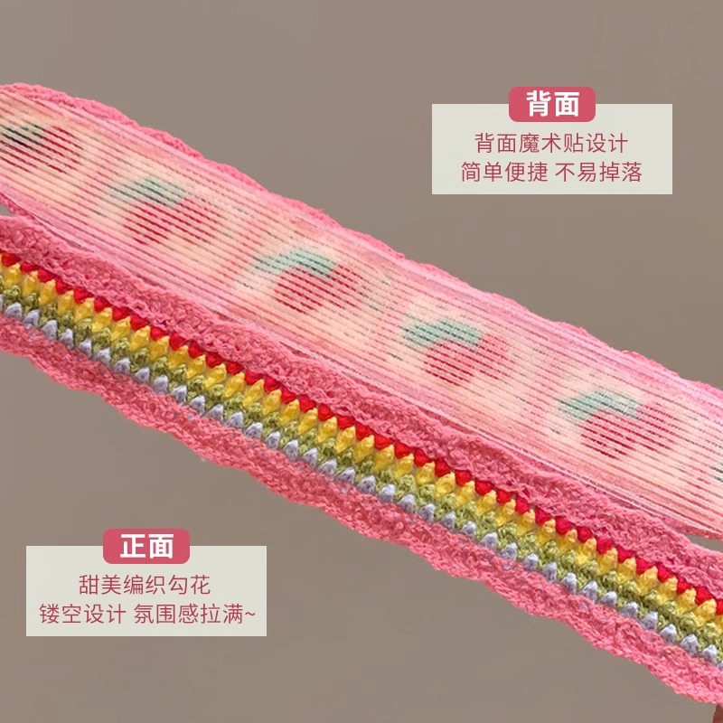 Retro francés velcro de punto para niños 2025 nuevo acabado de cabello de artefacto de la banda de cabello de niña dulce correa de cabello