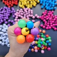 Весна и лето трансграничные новые цветные головные веревки для волос для девочек бусы двойные шарики милые аксессуары для волос для детей многоцветные аксессуары для волос