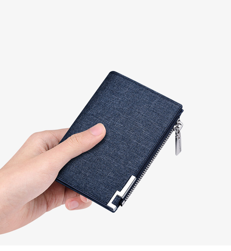 Ví nam gập mini Emperor Paul vải canvas siêu mỏng đựng thẻ và tiền xu chi tiết 15
