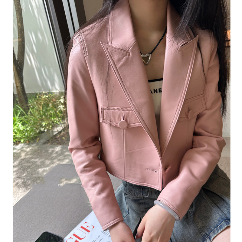 European goods 2023 autumn and winter small women's clothing genuine leather slim shorts sheepskin all-match suit jacket fashion European goods 2023 autumn and winter small women's clothing genuine leather slim shorts sheepskin all-match suit jacket fashion
