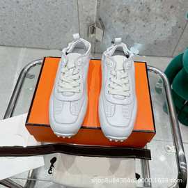 2024夏季欧洲站超软阿甘鞋女新款镂空真皮透气轻便运动休闲德训鞋