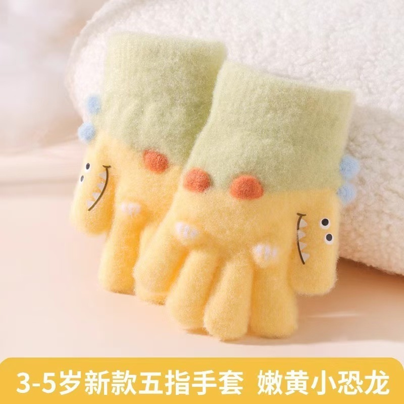 2024冬の新商品子供赤ちゃんかわいいアニメ恐竜ニット毛糸手袋屋外保温防寒卸売り|undefined
