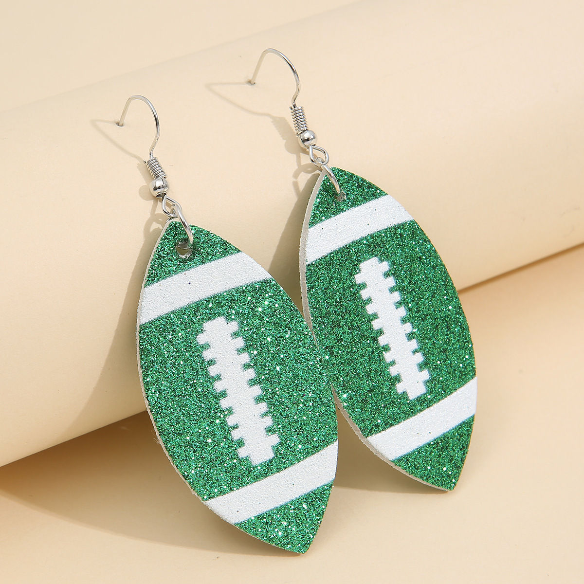 Creative Rugby Sequin Glitter Color Leather Earrings Wholesale Nihaojewelry display picture 4