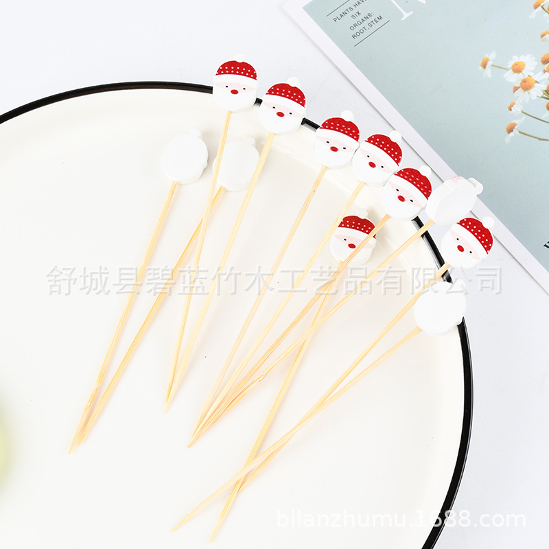 Tenedor de fruta desechable Santa Claus tenedor de fruta artístico creativo fruta camellia ficha al por mayor en stock