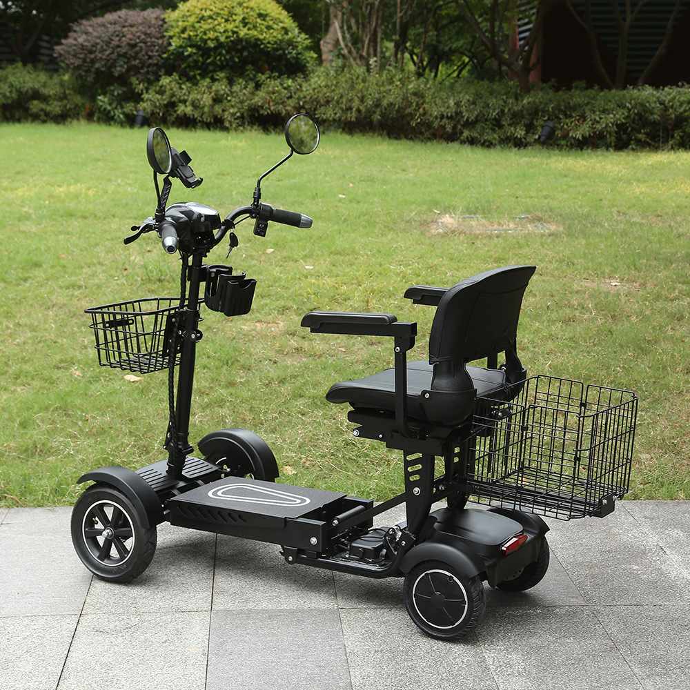 Patrón eléctrico para personas mayores, vida útil de la batería, comercio exterior doméstico para adultos, control remoto transfronterizo de cuatro ruedas, plegable automático de almacenamiento estadounidense