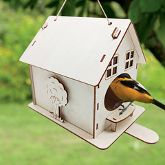 Children's DIY Wooden Bird Feeder Drawing Toy, Kindergarten Outdoor Wooden Bird Nest Bird Cage Hanger