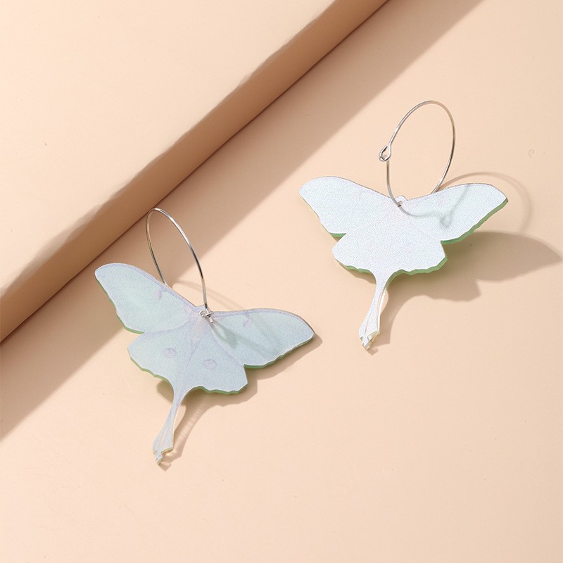 Butterfly Pattern 1 Pair Cute Butterfly Plating Arylic Alloy Hoop Earrings