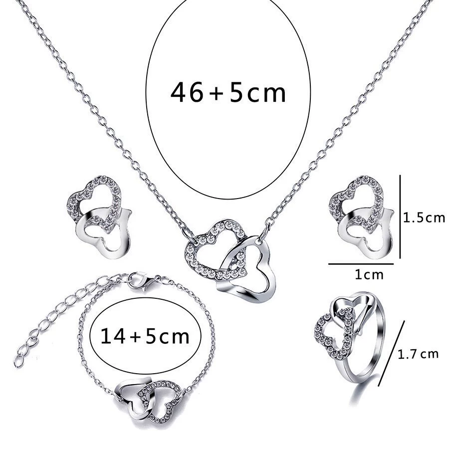 Модный европейский и американский трансграничный ветер креативный ювелирный набор с бриллиантами любовное ожерелье Браслет серьги кольцо из четырех частей