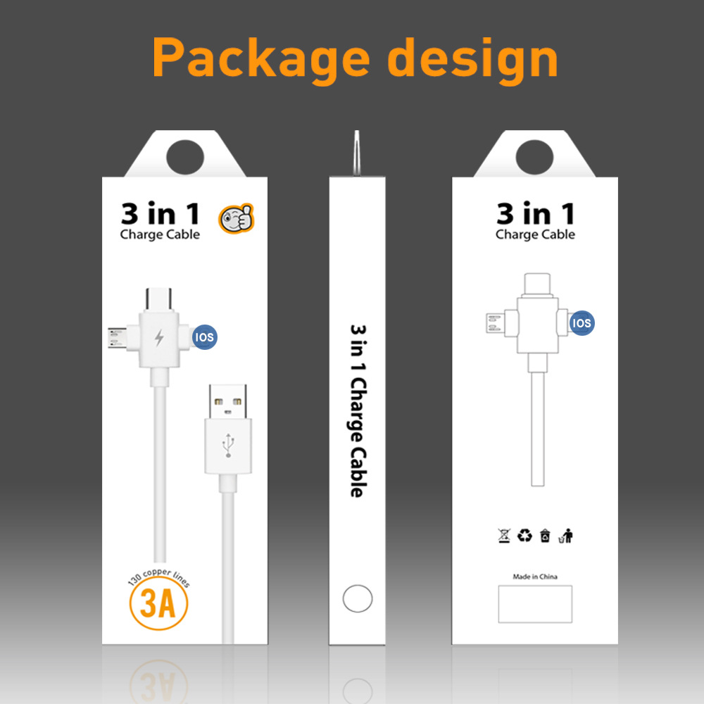 Mobile Daten drei in einem 3.1A schnell geeignet für Apple und Android Typ-C Geschenk TPE Ladekabel_voghion.com