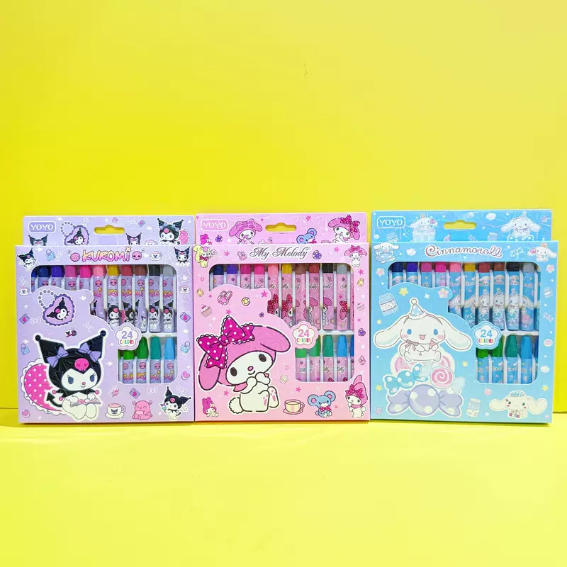 Sanrio, раскрашенный масляный пастель, цветные карандаши для учащихся, 24 цвета