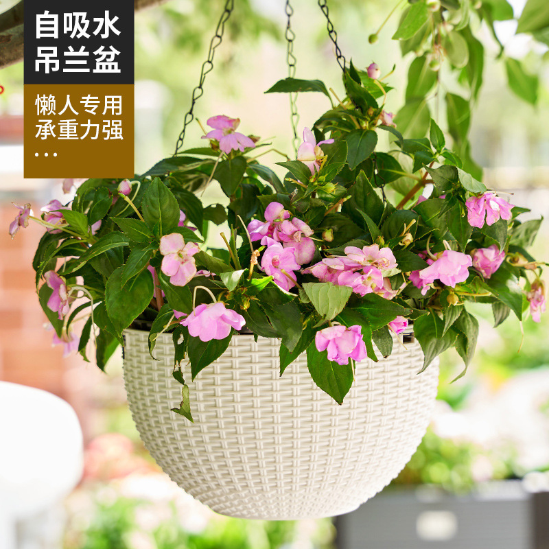 New Simple Imitation Rattan Green Radish Hanging Basket Pot Hanging Home Green Plant Potted Hanging Orchid Pot Manufacturer Sends Hanging Chain