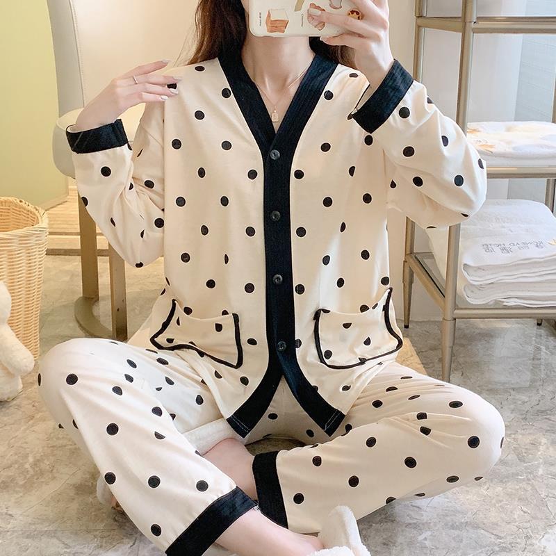 Fashion Internet Popular Pajamas Women's Spring Summer Autumn Long Sleeve 2022 New Cardigan Small Home Suit Winter