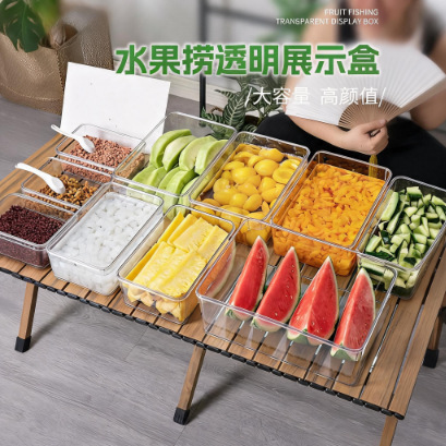 Caja de exhibición de acrílico bandeja de exhibición de frutas cortadas bandeja especial caja de exhibición de plástico transparente