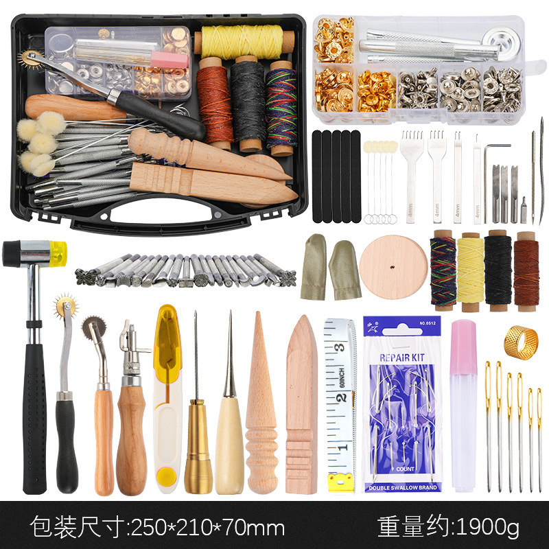 越境で人気の革細工用具、手縫いセット、DIY縫製針とワックス糸の組み合わせセット|undefined