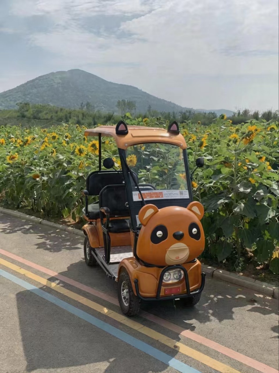 Xiangtu Electric Four-Wheel Sightseeing Battery Car, Golf Cart with Canopy, 4-Seater, Smart Mobility Vehicle for Tourist Areas