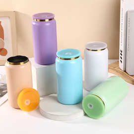 亚马逊16OZ彩色易拉罐金口电镀保温杯304不锈钢梅森杯随身水杯子