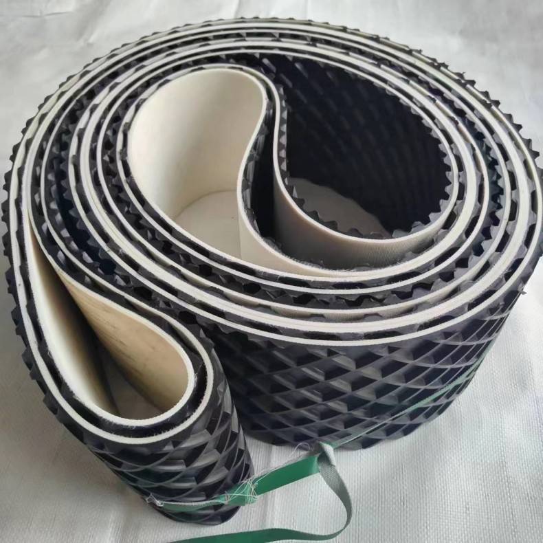 高尔夫花纹pvc输送带 黑色菱形砂光机传送带 锯齿纹防滑传输带