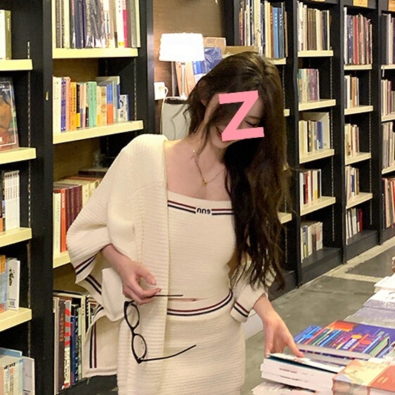 miu系穿搭小香风针织衫套装裙女25秋季新款辣妹气质慵懒风三件套|undefined