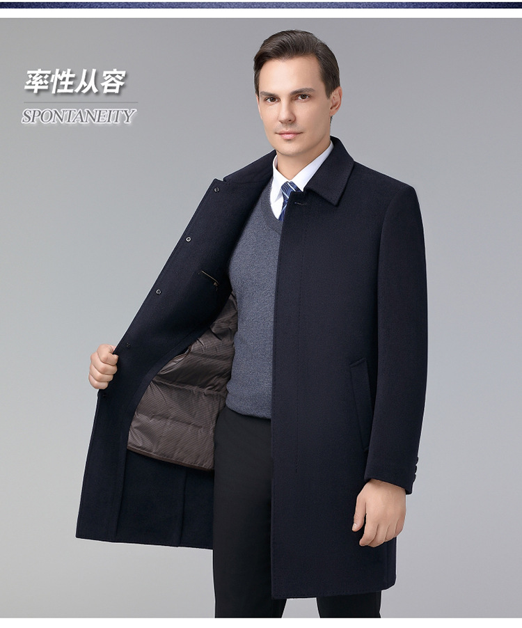 Double-sided Cashmere Coat Business Men Mid-leng Wool