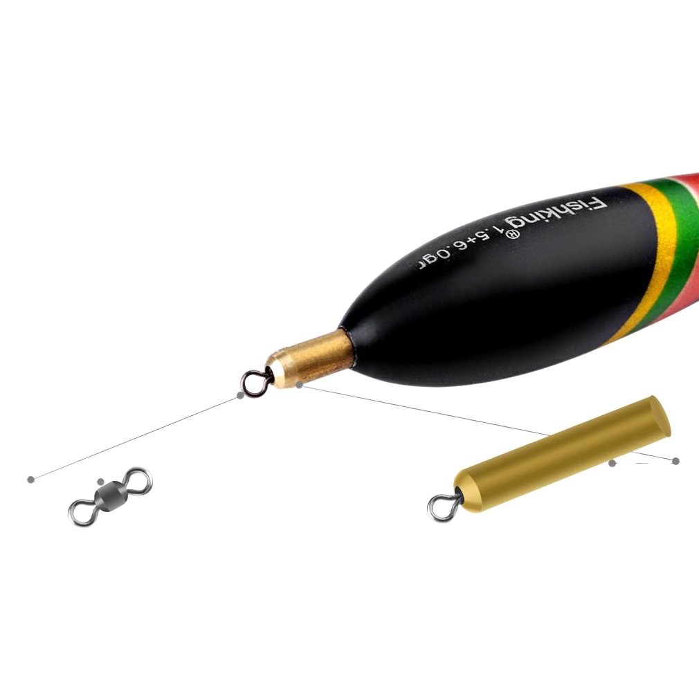 Flotador colgante de cobre caliente transfronterizo 3 piezas flotador de peces flotador de pesca de roca flotador vertical con colgante de plomo balsa abeto negrita cola llamativa